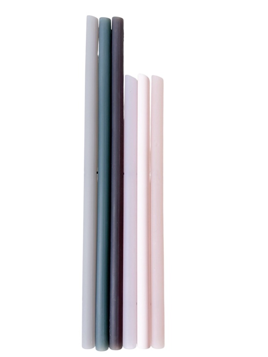 bkr Other - BKR Set of 6 Reusable Silicone Straws - Muted Pastel Mix 10" and 8"
